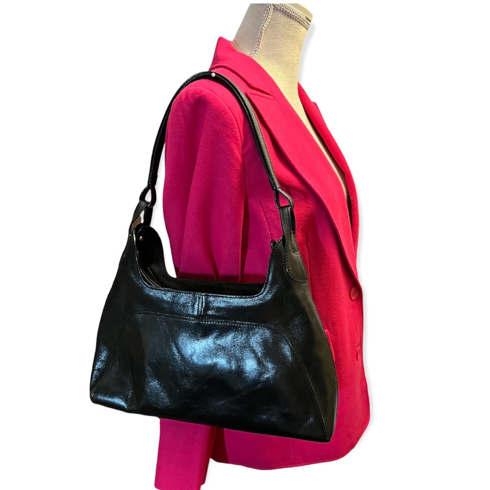 Monsac Black Leather Shoulder Bag